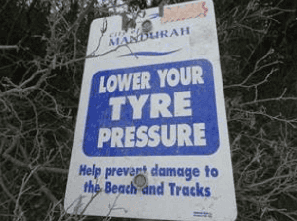 Tyre Pressure Advice sign